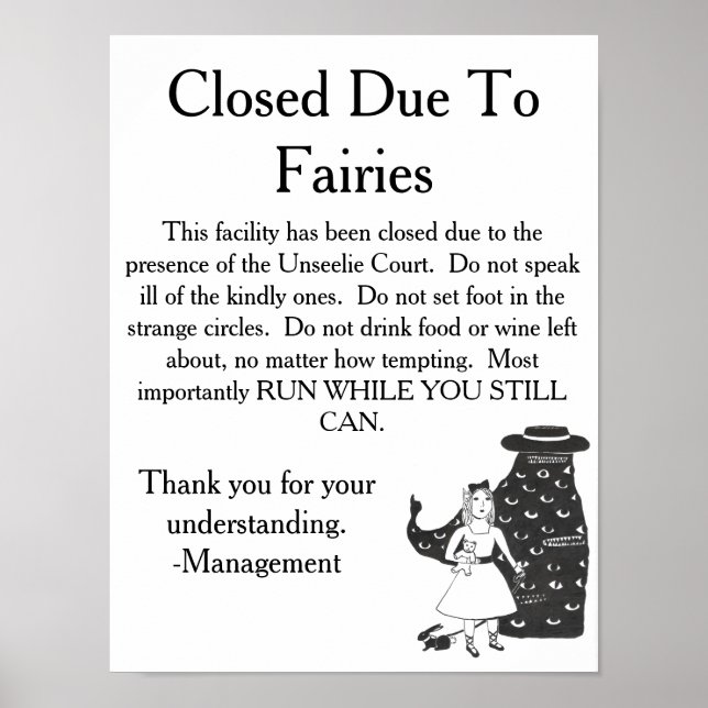 Unseelie Fairies Warning Sign (Front)