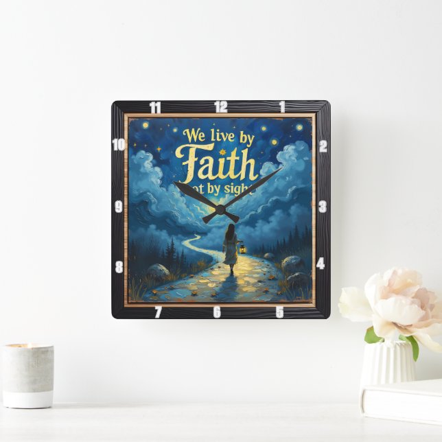 Unseen Paths: Trusting In Faith Square Wall Clock (Home)
