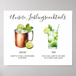 Unsere Lieblingscocktails Hochzeit Poster