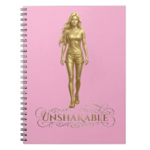 Unshakeable: Power Written in Gold notebook pink 