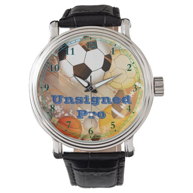 Unsigned Pro Black Vintage Leather Watch (Front)