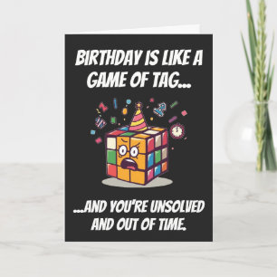Unsolved Birthday Speedcube Funny Tag Joke  Card
