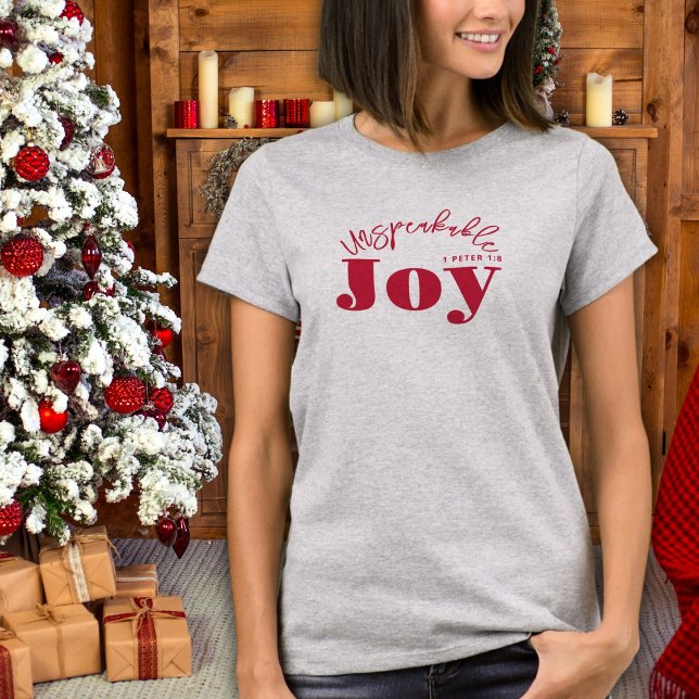 Unspeakable Joy Typography Christian Modern Red T-Shirt (Creator Uploaded)