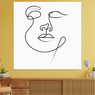 Unspoken – Minimalist Abstract One-Line Face Art Canvas Print