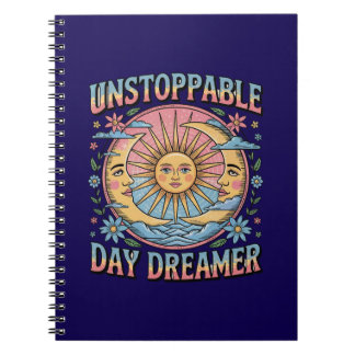 Unstoppable Daydreamer Sun Moon Retro Design  Notebook
