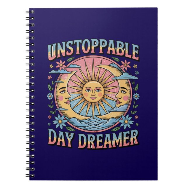 Unstoppable Daydreamer Sun Moon Retro Design  Notebook (Front)