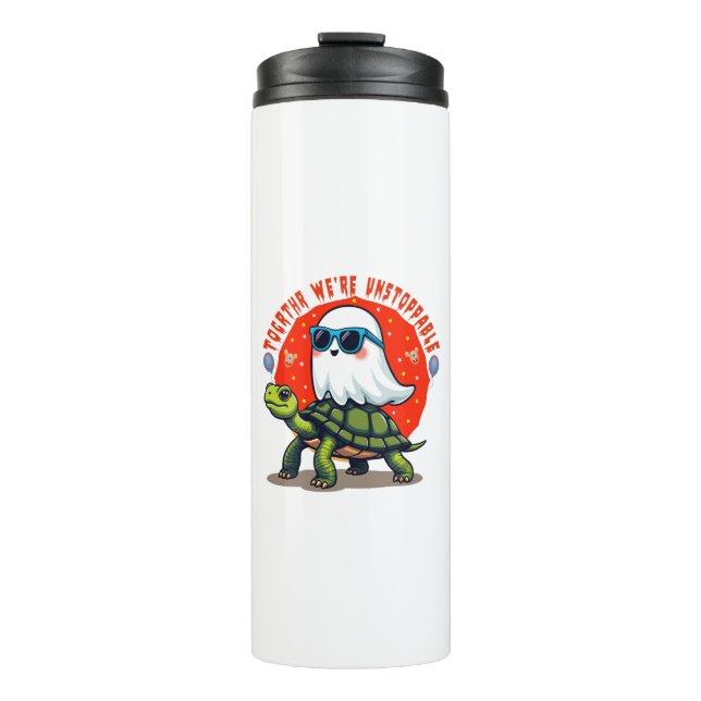 Unstoppable Ghost and Turtle Adventure Design  Thermal Tumbler (Front)