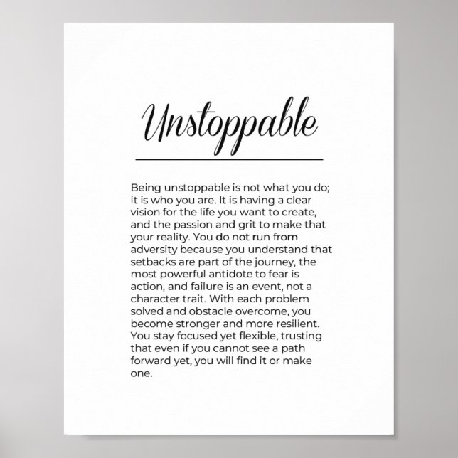 UNSTOPPABLE Inspirational Motivational Wall Art (Front)