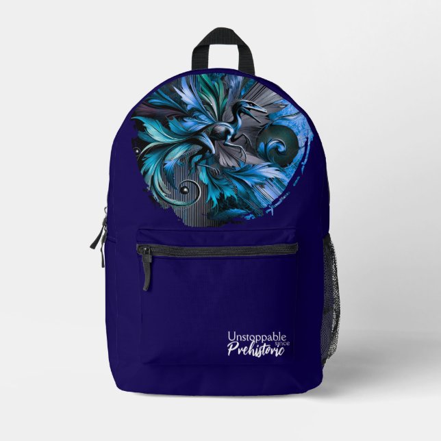 Unstoppable Raptor – Fuel Strength, Rule the Wild Printed Backpack (Front)