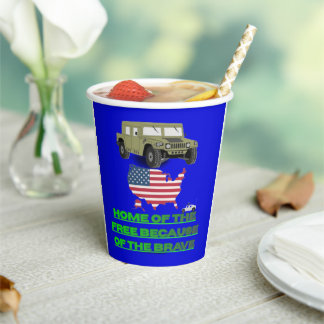 Unstoppable veterans blue paper cups
