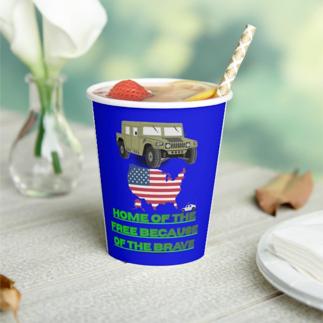 Unstoppable veterans blue paper cups (Insitu)