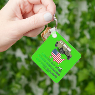 Unstoppable veterans bright green key ring