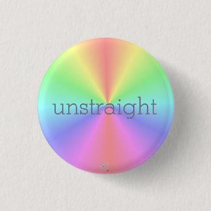 'Unstraight' LGBTQA+ Humour/ Rainbow 3 Cm Round Badge