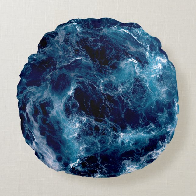 Untamed Sea Churn Round Cushion (Front)