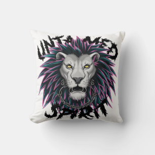 Untamed Spirit Punk Lion Design  Cushion