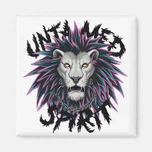 Untamed Spirit Punk Lion Design Magnet