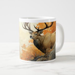 Untamed Splendor: Majestic Elk in Autumn Large Coffee Mug