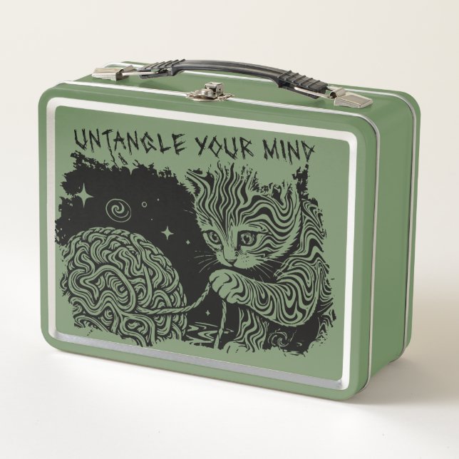 Untangle Your Mind - Psychedelic Cat  Metal Lunch Box (Front)