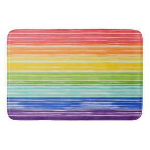 Untidy rainbow stripes bath mat