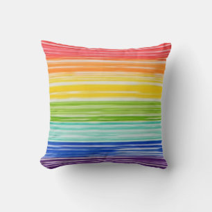 Untidy rainbow stripes cushion