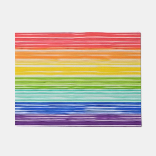 Untidy rainbow stripes doormat (Front)