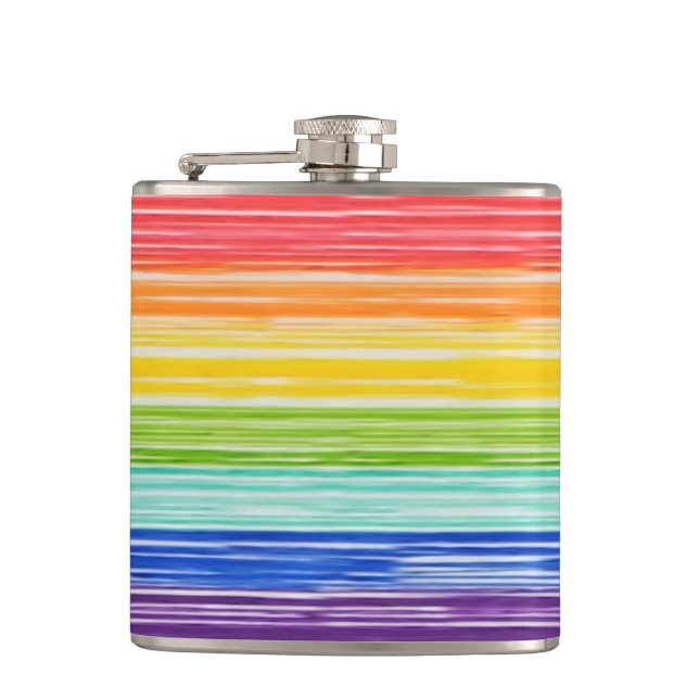 Untidy rainbow stripes hip flask (Front)