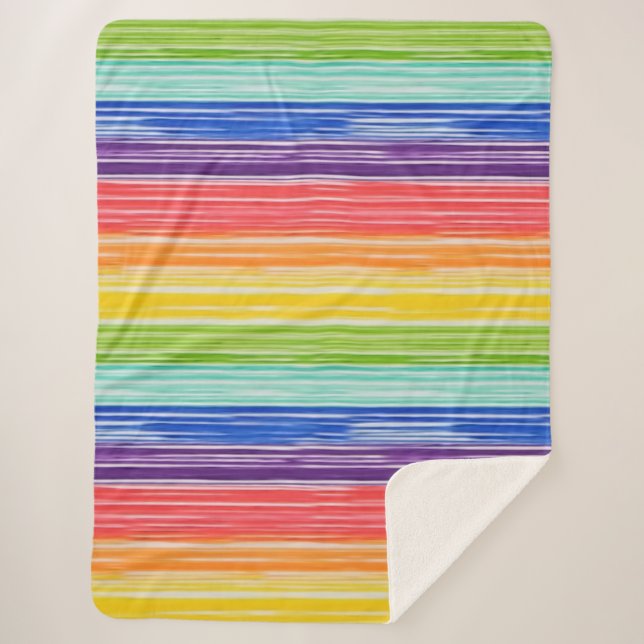 Untidy rainbow stripes sherpa blanket (Front)