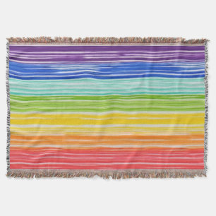 Untidy rainbow stripes throw blanket