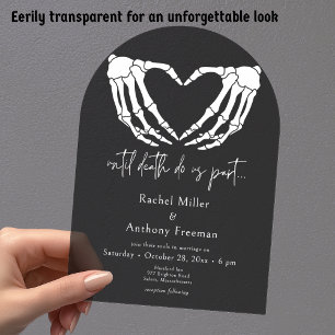 Until Death Skeleton Hands Arch Black Wedding Acrylic Invitations