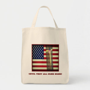 Until They All Come Home Flag and Yellow Ribbon Tote Bag