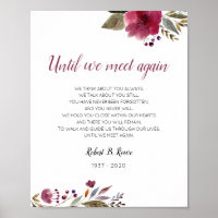 Until We Meet Again Burgundy Floral Memorial