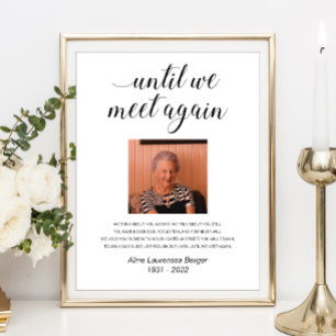 Until We Meet Again Elegant Photo Memorial Poem Poster