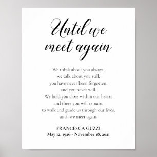 Until We Meet Again Memorial Poem Personalised Poster