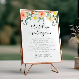 Until We Meet Again Peach Floral Funeral Poem Poster