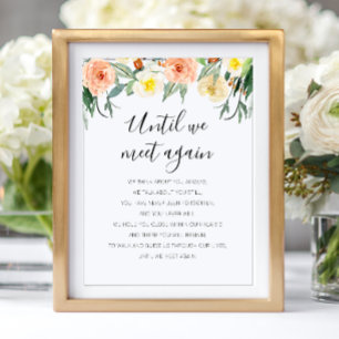 Until We Meet Again Peach Floral Memorial Poem Poster