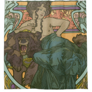 Untitled by Alphonse Mucha (1902) Shower Curtain