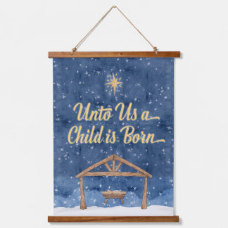 Unto Us A Child Is Born Christmas Nativity Hanging Tapestry