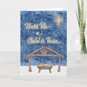 Unto Us A Child Is Born Christmas Nativity Thank You Card