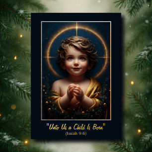 "Unto Us a Child Is Born" Foil Holiday Card