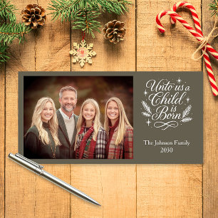 Unto Us A Child Is Born Photo Christmas Card