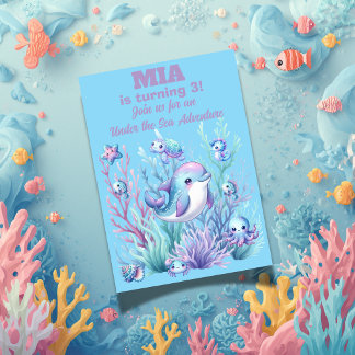UnUnder the Sea Birthday Invitation Girl -Editable