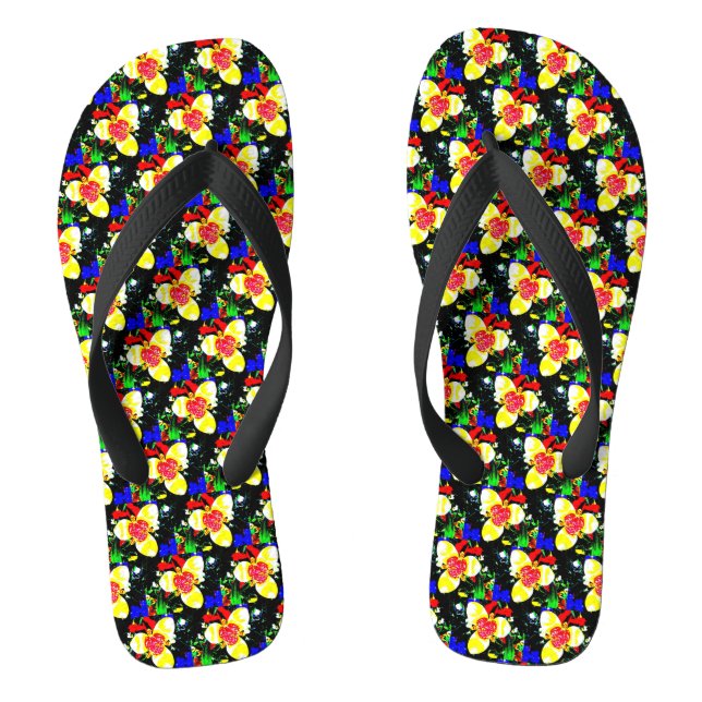 unusual abstract background yellow flower pattern jandals (Footbed)