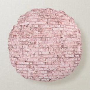 Unusual bright saturated abstract pink background round cushion