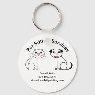 Unusual business card pet sitter promotion key ring