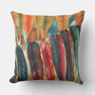 unusual colourful autumn leaves contempory cushion