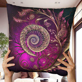 Unusual Contemporary Modern Magenta Spiral Cushion