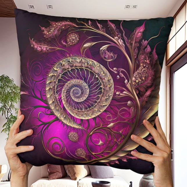 Unusual Contemporary Modern Magenta Spiral Cushion (Creator Uploaded)