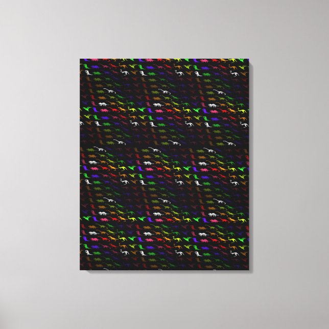 Unusual cool rainbow colourful cute dinosaur canvas print (Front)