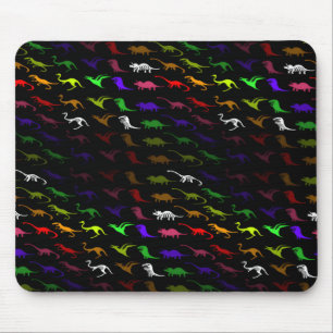 Unusual cool rainbow colourful cute dinosaur mouse pad