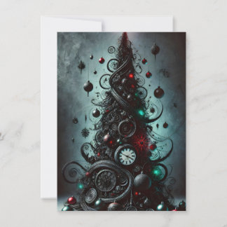 Unusual Dark Gothic Christmas Tree Greetings Holiday Card